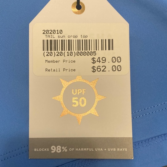 TAIL Blue and White Long Mesh Sleeve Crop Top - Picture 4 of 6